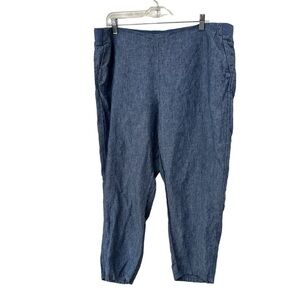 J. Jill Love Linen Blue Flowy Comfort Pants, XL